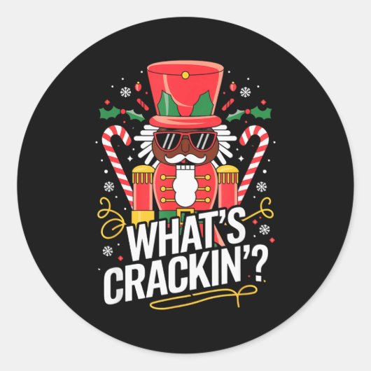 Funny Christmas African American Nutcracker Men Wo Runder Aufkleber (Vorderseite)