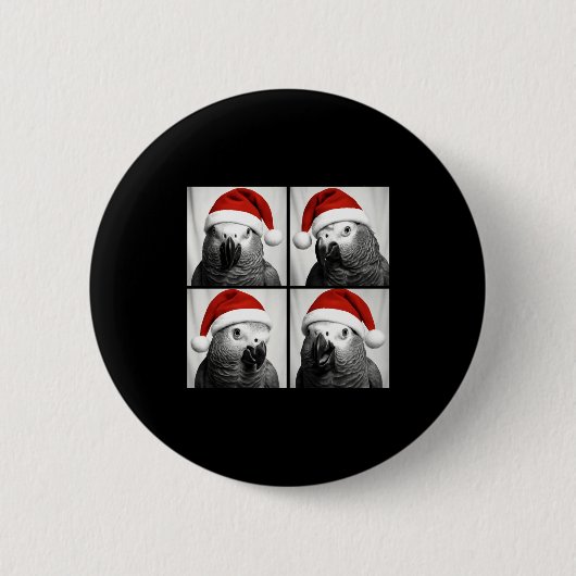 Funny Christmas African G Parrot Santa Photo Booth Button (Vorderseite)