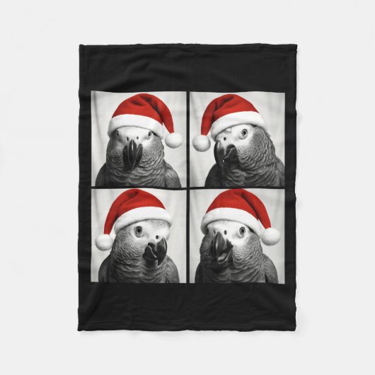 Funny Christmas African G Parrot Santa Photo Booth Fleecedecke (Vorderseite)