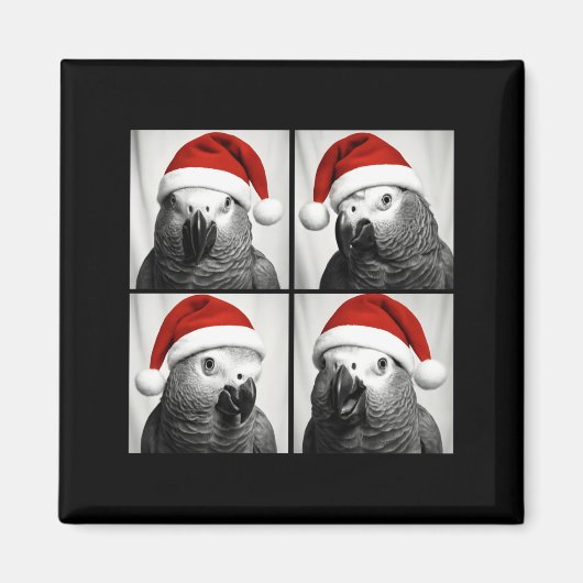 Funny Christmas African G Parrot Santa Photo Booth Magnet (Vorne)