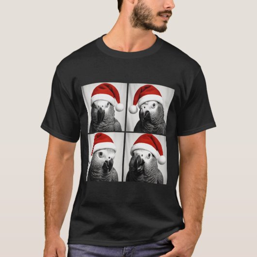 Funny Christmas African G Parrot Santa Photo Booth T-Shirt (Vorderseite)