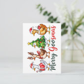 Funny Christmas Albern Gänse Postkarte (Stehend Vorderseite)