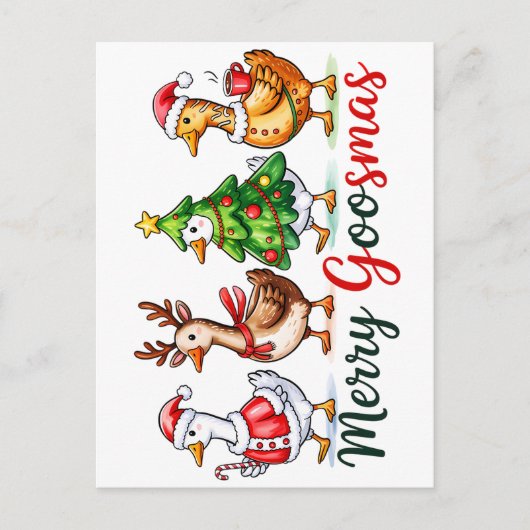 Funny Christmas Albern Gänse Postkarte (Vorderseite)