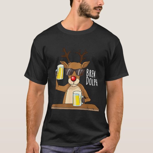 Funny Christmas Alcohol Shirt. Brew Dolph Beer Dri T-Shirt (Vorderseite)