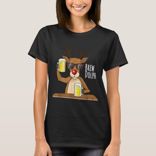 Funny Christmas Alcohol Shirt. Brew Dolph Beer Dri T-Shirt (Vorderseite)