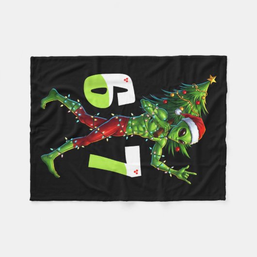 Funny Christmas Alien Six Seven Meme 67 Santa Hat Fleecedecke (Vorderseite (Horizontal))