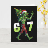 Funny Christmas Alien Six Seven Meme 67 Santa Hat  Karte (Gelbe Blume)