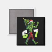 Funny Christmas Alien Six Seven Meme 67 Santa Hat Magnet (Vorderseite/Rückseite)