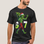 Funny Christmas Alien Six Seven Meme 67 Santa Hat T-Shirt (Vorderseite)