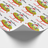 Funny Christmas Alien Space Ship Geschenkpapier (Ecke)