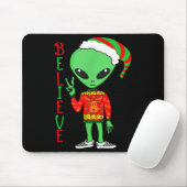 Funny Christmas Alien Ugly Sweater I Believe Santa Mousepad (Mit Mouse)