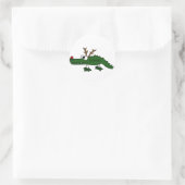 Funny Christmas Alligator als Rentier Runder Aufkleber (Tasche)