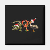Funny Christmas Alligator Pelican Crawfish Holiday Magnet (Vorne)