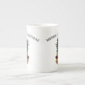 Funny Christmas Ananas mit String Lights Porzellantasse (Vorderseite)