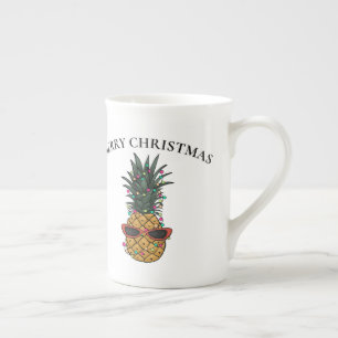 Funny Christmas Ananas mit String Lights Porzellantasse