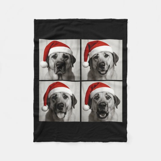 Funny Christmas Anatolian Shepherd Santa Dog Photo Fleecedecke (Vorderseite)