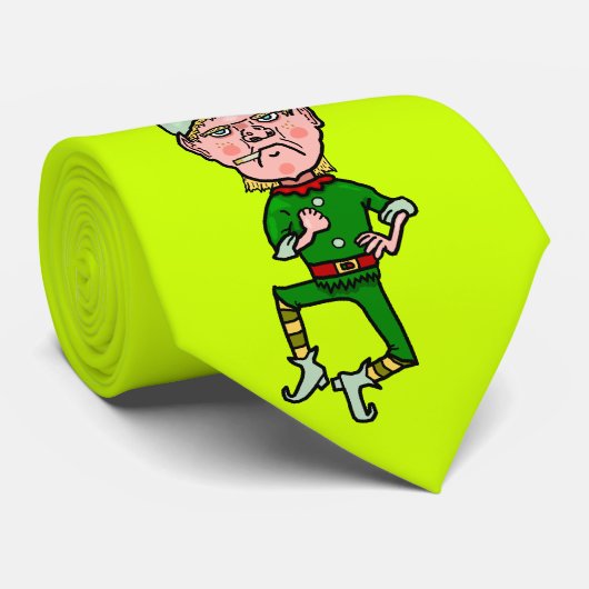 Funny Christmas Angry Little Elf Bah Humbug Krawatte (Gerollt)