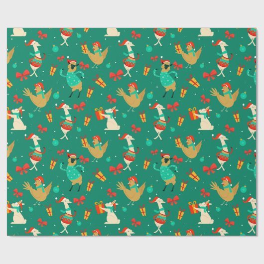 Funny Christmas Animals Geschenkpapier (Flach)