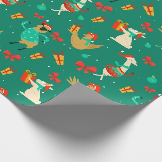 Funny Christmas Animals Geschenkpapier (Ecke)