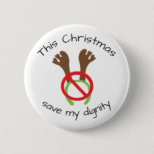 Funny Christmas Antler Protest Button