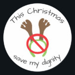 Funny Christmas Antler Protest Runder Aufkleber<br><div class="desc">Lustige und leidenschaftliche "Protest"-Aufkleber gegen Fake-Plastikantler,  die zu Weihnachten auf Babys,  Kinder und Haustiere gelegt werden. Besonders lustig,  wenn sie gleichzeitig mit den Aufklebern die "beleidigenden" Kopfbedeckungen tragen.</div>