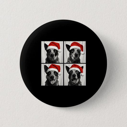 Funny Christmas Australian Cattle Dog Santa Photo Button (Vorderseite)