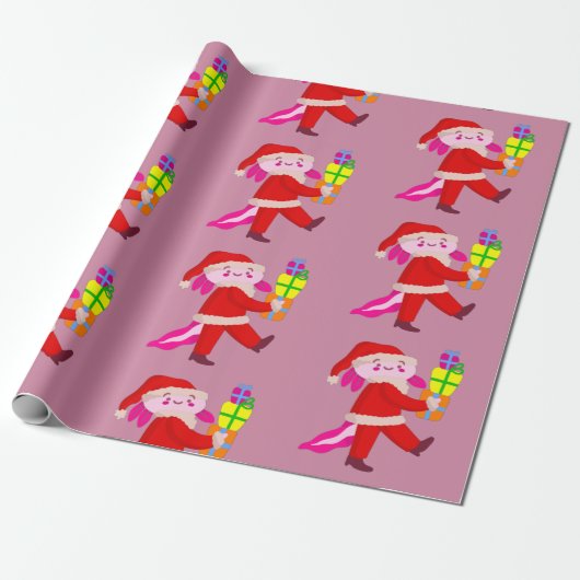funny christmas axolotl santa claus geschenkpapier (Ungerollt)