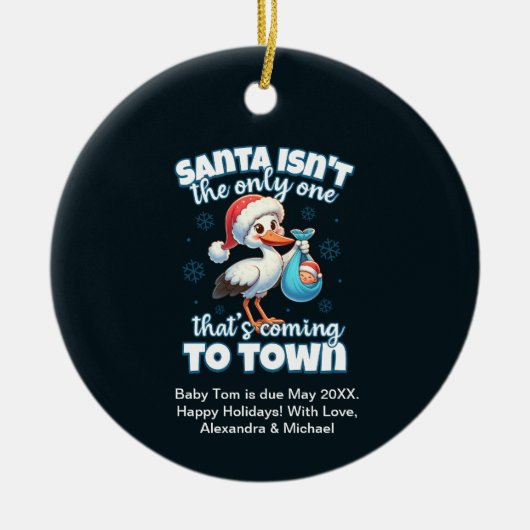 Funny Christmas Baby Pregnancy Ankündigung Keramik Ornament (Vorne)