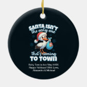 Funny Christmas Baby Pregnancy Ankündigung Keramik Ornament (Hinten)