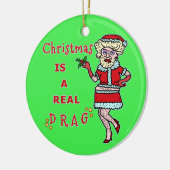 Funny Christmas Bah Humbug Santa in Drag Keramikornament (Links)