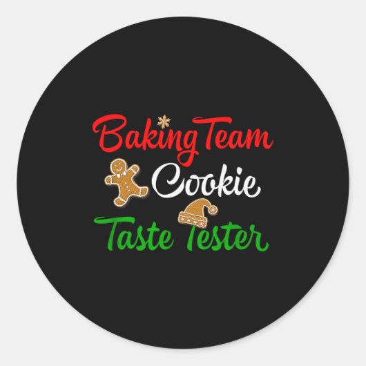 Funny Christmas Baking Team Cookie Taste Tester Runder Aufkleber (Vorderseite)