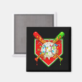 Funny Christmas Baseball Ice Cream Drip Men Women Magnet (Vorderseite/Rückseite)