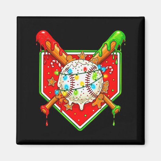 Funny Christmas Baseball Ice Cream Drip Men Women  Magnet (Vorne)