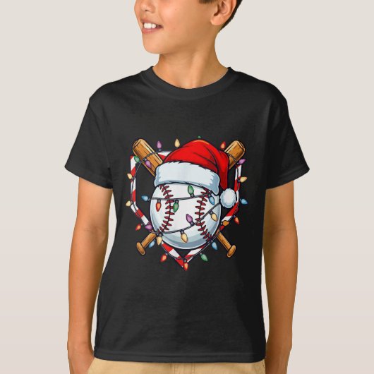 Funny Christmas Baseball Santa Hat For Baseball Pl T-Shirt (Vorderseite)