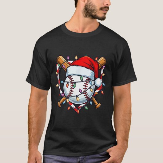 Funny Christmas Baseball Santa Hat For Baseball Pl T-Shirt (Vorderseite)