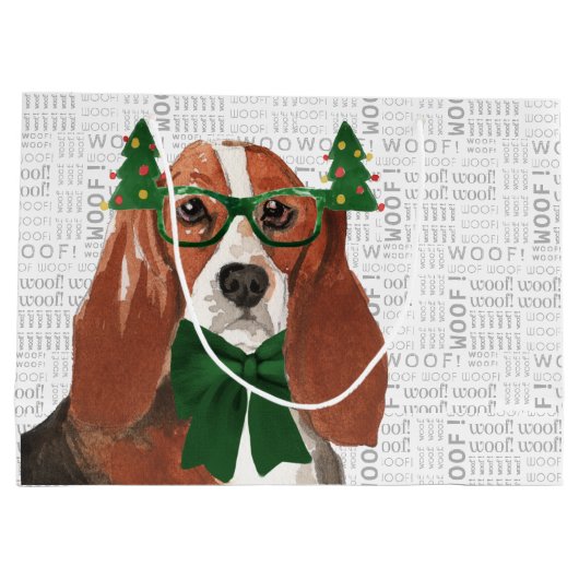 Funny Christmas Basset Hound Hund Lover Große Geschenktüte (Rückseite)