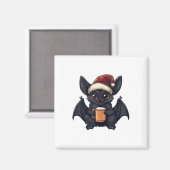 Funny Christmas Bat Animal mit Bier Comic Magnet (Vorderseite/Rückseite)