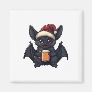Funny Christmas Bat Animal mit Bier Comic Magnet