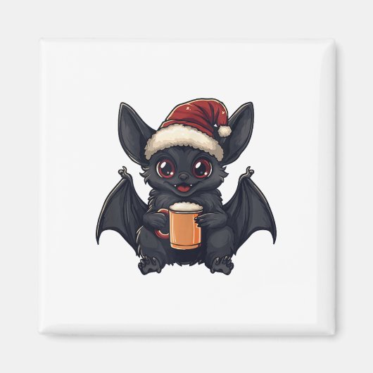 Funny Christmas Bat Animal mit Bier Comic Magnet (Vorne)