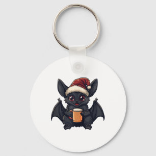 Funny Christmas Bat Animal mit Bier Comic Schlüsselanhänger