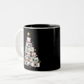 Funny Christmas Bathroom Toilet Paper Tree Humor Zweifarbige Tasse (Vorderseite Links)