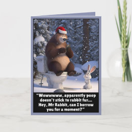 Funny Christmas bear and rabbit card Karte
