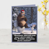 Funny Christmas bear and rabbit card Karte (Gelbe Blume)