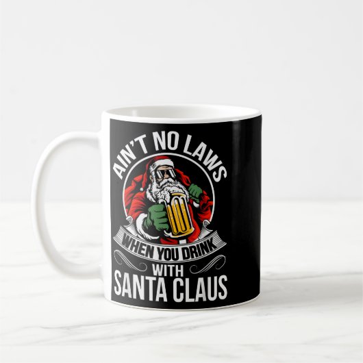 Funny Christmas Beer Drinking With Santa Clause Kaffeetasse (Links)