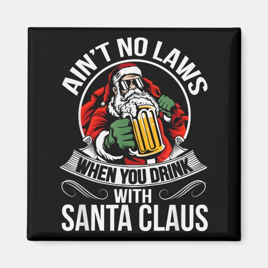Funny Christmas Beer Drinking With Santa Clause Magnet (Vorne)