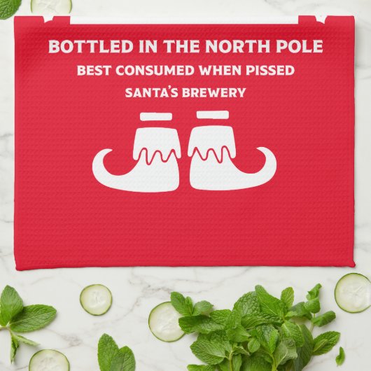 Funny Christmas Beer Labels Geschirrtuch (Gefaltet)