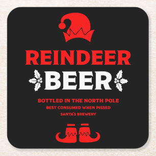 Funny Christmas Beer Labels Rechteckiger Pappuntersetzer