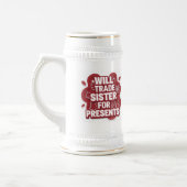 Funny Christmas Beer Stein – I Will Trade Sister f Bierglas (Links)