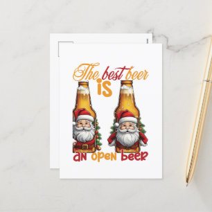 Funny Christmas Beer Word Art Bar Feiertagspostkarte