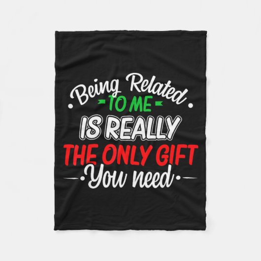 Funny Christmas Being Related To Me Family Joke Xm Fleecedecke (Vorderseite)